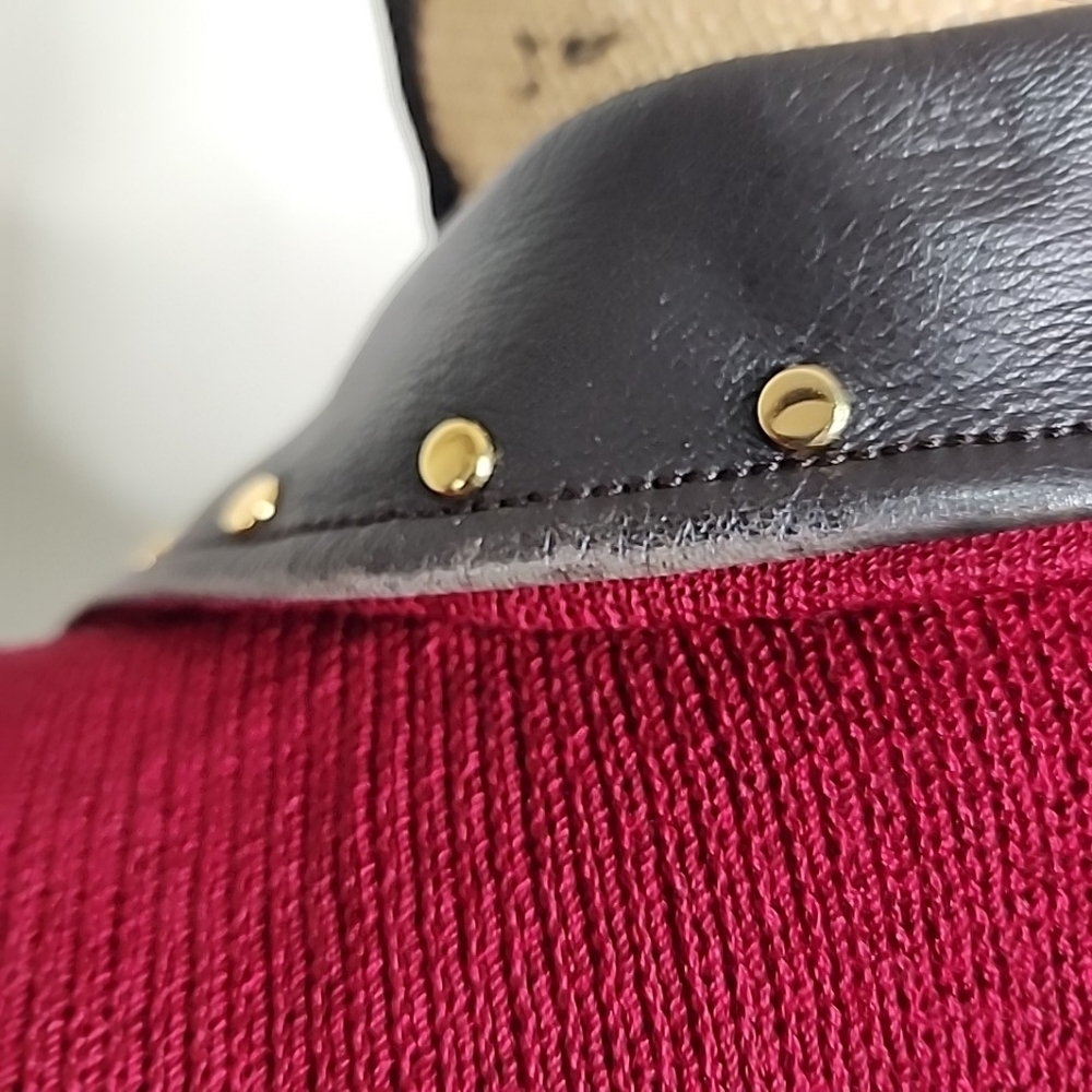 St. John Vintage Leather Trim Studded Sweater Blazer. Size 10 - Picture 10 of 16